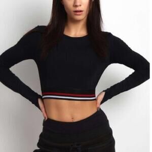 Splits59 Black Long Sleeve Crop Top